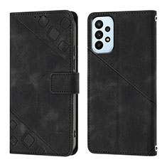 Leather Case Stands Flip Cover Holder YB1 for Samsung Galaxy A23 4G Black