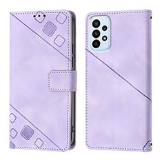 Leather Case Stands Flip Cover Holder YB1 for Samsung Galaxy A23 5G Purple