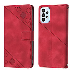 Leather Case Stands Flip Cover Holder YB1 for Samsung Galaxy A23 5G Red