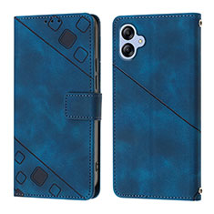 Leather Case Stands Flip Cover Holder YB1 for Samsung Galaxy M04 Blue