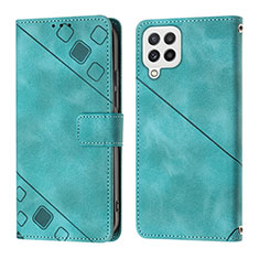 Leather Case Stands Flip Cover Holder YB1 for Samsung Galaxy M32 4G Green