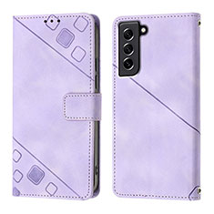 Leather Case Stands Flip Cover Holder YB1 for Samsung Galaxy S21 FE 5G Purple