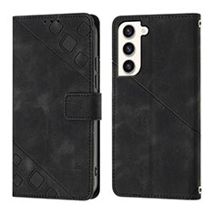 Leather Case Stands Flip Cover Holder YB1 for Samsung Galaxy S22 5G Black