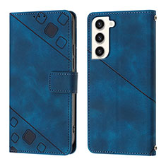 Leather Case Stands Flip Cover Holder YB1 for Samsung Galaxy S22 5G Blue