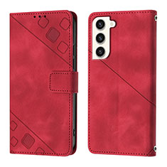 Leather Case Stands Flip Cover Holder YB1 for Samsung Galaxy S23 5G Red