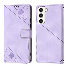 Leather Case Stands Flip Cover Holder YB1 for Samsung Galaxy S24 5G Clove Purple
