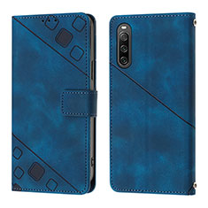 Leather Case Stands Flip Cover Holder YB1 for Sony Xperia 10 IV Blue