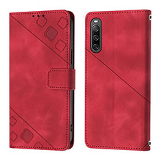 Leather Case Stands Flip Cover Holder YB1 for Sony Xperia 10 IV Red