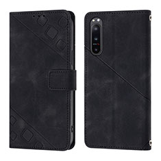 Leather Case Stands Flip Cover Holder YB1 for Sony Xperia 5 IV Black