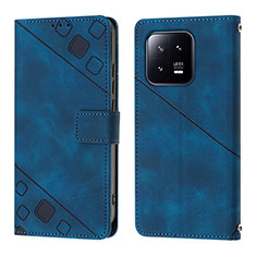 Leather Case Stands Flip Cover Holder YB1 for Xiaomi Mi 13 5G Blue