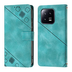 Leather Case Stands Flip Cover Holder YB1 for Xiaomi Mi 13 5G Green