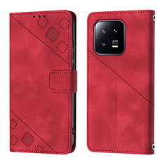 Leather Case Stands Flip Cover Holder YB1 for Xiaomi Mi 13 5G Red