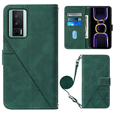 Leather Case Stands Flip Cover Holder YB1 for Xiaomi Poco F5 Pro 5G Green