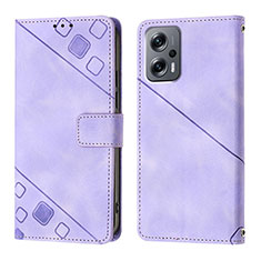Leather Case Stands Flip Cover Holder YB1 for Xiaomi Poco X4 GT 5G Purple