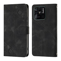 Leather Case Stands Flip Cover Holder YB1 for Xiaomi Redmi 10 Power Black