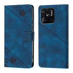 Leather Case Stands Flip Cover Holder YB1 for Xiaomi Redmi 10 Power Blue