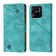 Leather Case Stands Flip Cover Holder YB1 for Xiaomi Redmi 10C 4G Green