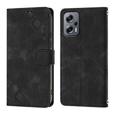 Leather Case Stands Flip Cover Holder YB1 for Xiaomi Redmi Note 11 Pro+ Plus 5G Black