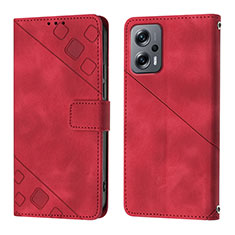 Leather Case Stands Flip Cover Holder YB1 for Xiaomi Redmi Note 11 Pro+ Plus 5G Red