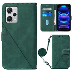 Leather Case Stands Flip Cover Holder YB1 for Xiaomi Redmi Note 12 Explorer Green