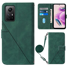Leather Case Stands Flip Cover Holder YB1 for Xiaomi Redmi Note 12S Green