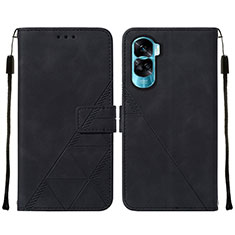 Leather Case Stands Flip Cover Holder YB2 for Huawei Honor 90 Lite 5G Black