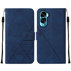 Leather Case Stands Flip Cover Holder YB2 for Huawei Honor 90 Lite 5G Blue