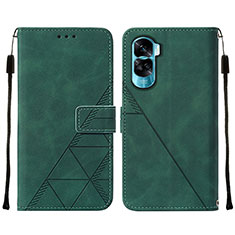 Leather Case Stands Flip Cover Holder YB2 for Huawei Honor 90 Lite 5G Green