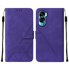 Leather Case Stands Flip Cover Holder YB2 for Huawei Honor 90 Lite 5G Purple