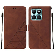 Leather Case Stands Flip Cover Holder YB2 for Huawei Honor X6a Brown