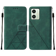 Leather Case Stands Flip Cover Holder YB2 for Motorola Moto G54 5G Green