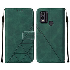 Leather Case Stands Flip Cover Holder YB2 for Nokia C22 Green