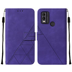 Leather Case Stands Flip Cover Holder YB2 for Nokia C22 Purple