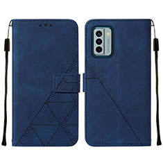 Leather Case Stands Flip Cover Holder YB2 for Nokia G22 Blue