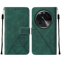 Leather Case Stands Flip Cover Holder YB2 for Oppo Find X6 Pro 5G Green