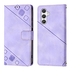 Leather Case Stands Flip Cover Holder YB2 for Samsung Galaxy A25 5G Purple