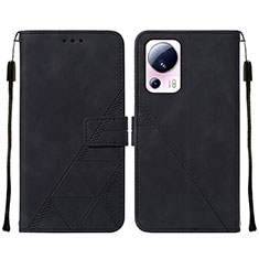 Leather Case Stands Flip Cover Holder YB2 for Xiaomi Mi 12 Lite NE 5G Black