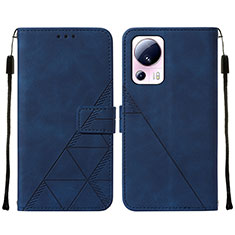 Leather Case Stands Flip Cover Holder YB2 for Xiaomi Mi 12 Lite NE 5G Blue