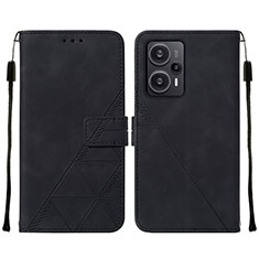 Leather Case Stands Flip Cover Holder YB2 for Xiaomi Poco F5 5G Black