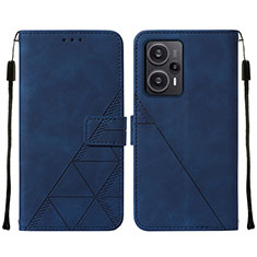 Leather Case Stands Flip Cover Holder YB2 for Xiaomi Poco F5 5G Blue