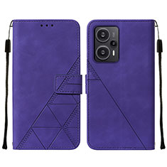 Leather Case Stands Flip Cover Holder YB2 for Xiaomi Poco F5 5G Purple