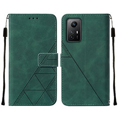 Leather Case Stands Flip Cover Holder YB2 for Xiaomi Redmi Note 12S Green