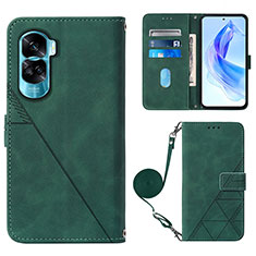 Leather Case Stands Flip Cover Holder YB3 for Huawei Honor 90 Lite 5G Green