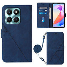 Leather Case Stands Flip Cover Holder YB3 for Huawei Honor X6a Blue