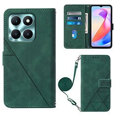 Leather Case Stands Flip Cover Holder YB3 for Huawei Honor X6a Green