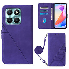 Leather Case Stands Flip Cover Holder YB3 for Huawei Honor X6a Purple