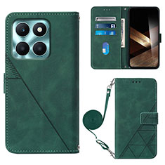 Leather Case Stands Flip Cover Holder YB3 for Huawei Honor X8b Green