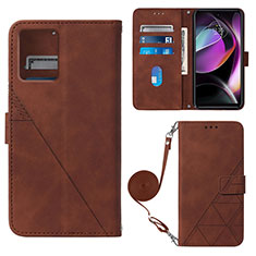 Leather Case Stands Flip Cover Holder YB3 for Motorola Moto G 5G (2023) Brown