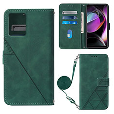 Leather Case Stands Flip Cover Holder YB3 for Motorola Moto G 5G (2023) Green