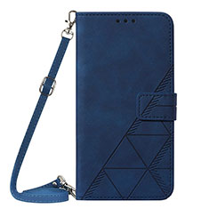 Leather Case Stands Flip Cover Holder YB3 for Motorola Moto G53 5G Blue